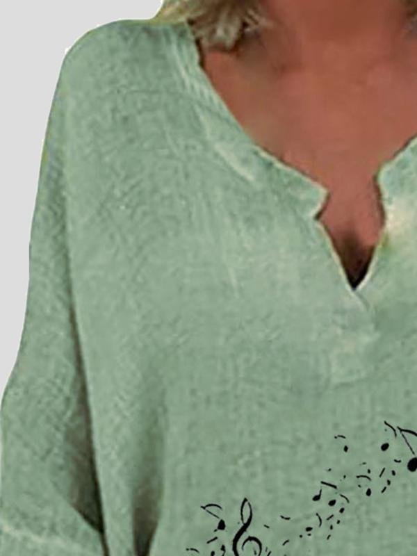 Print V-neck Print Long Sleeve Irregular Blouses - Blouses - INS | Online Fashion Free Shipping Clothing, Dresses, Tops, Shoes - 20-30 - 20/07/2021 - BLO2107201213