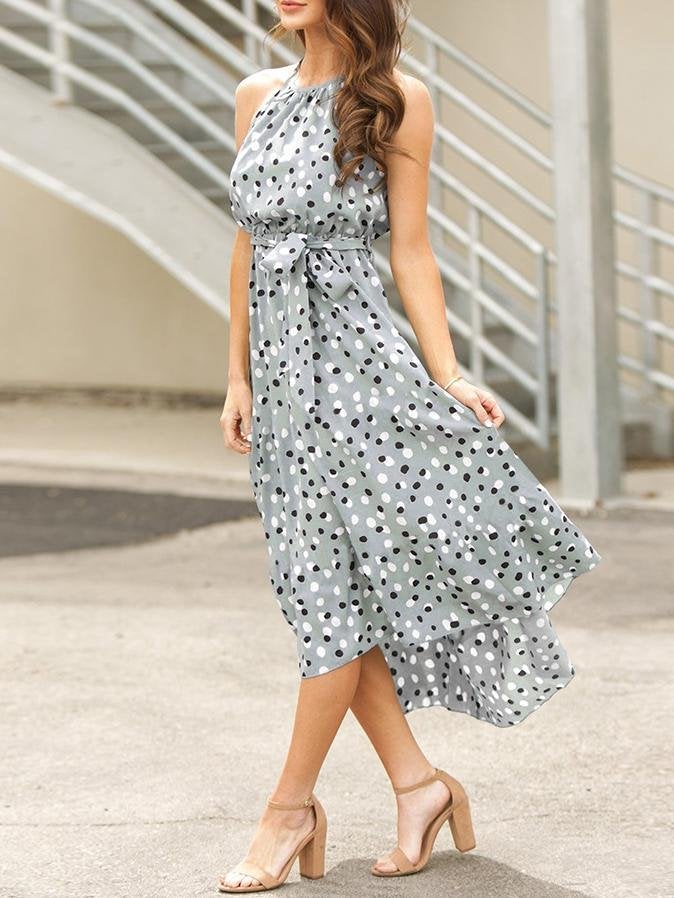 Printed Bohemian Irregular Sling Long Dress - Midi Dresses - INS | Online Fashion Free Shipping Clothing, Dresses, Tops, Shoes - 20-30 - 23/06/2021 - color-green
