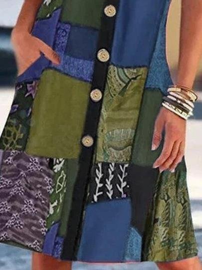 Printed Contrast Pocket Dress - Mini Dresses - INS | Online Fashion Free Shipping Clothing, Dresses, Tops, Shoes - 17/06/2021 - 20-30 - color-black