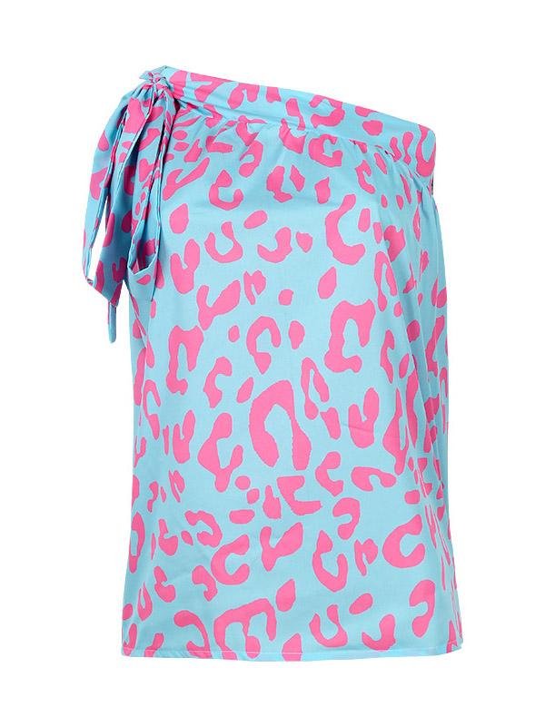 Printed Diagonal Collar Off The Shoulder Casual T-Shirts - T-Shirts - INS | Online Fashion Free Shipping Clothing, Dresses, Tops, Shoes - 20-30 - 27/07/2021 - Category_T-Shirts