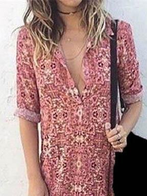 Printed Long Sleeve Split Long Dress - Maxi Dresses - INS | Online Fashion Free Shipping Clothing, Dresses, Tops, Shoes - 04/06/2021 - Color_Blue - Color_Gray