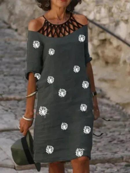 Printed Mesh Neck Midi Dress - Midi Dresses - INS | Online Fashion Free Shipping Clothing, Dresses, Tops, Shoes - 07/06/2021 - Category_Midi Dresses - Color_Black