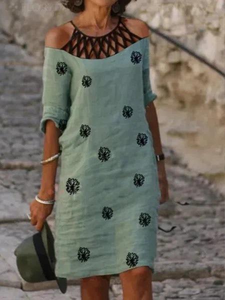 Printed Mesh Neck Midi Dress - Midi Dresses - INS | Online Fashion Free Shipping Clothing, Dresses, Tops, Shoes - 07/06/2021 - Category_Midi Dresses - Color_Black
