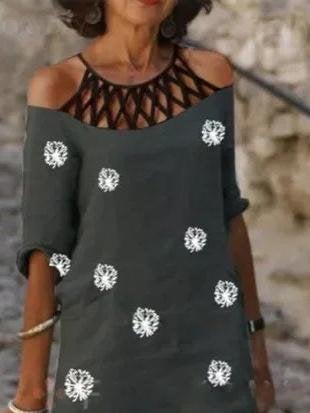 Printed Mesh Neck Midi Dress - Midi Dresses - INS | Online Fashion Free Shipping Clothing, Dresses, Tops, Shoes - 07/06/2021 - Category_Midi Dresses - Color_Black