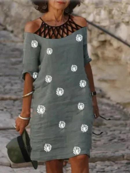 Printed Mesh Neck Midi Dress - Midi Dresses - INS | Online Fashion Free Shipping Clothing, Dresses, Tops, Shoes - 07/06/2021 - Category_Midi Dresses - Color_Black