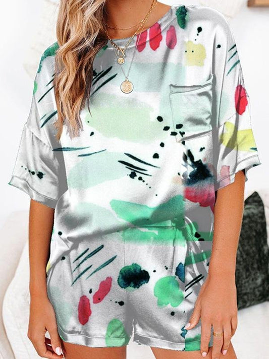 Printed Pajamas And Home Service Short-sleeved Shorts Two-piece Suit - Pajama Sets - INS | Online Fashion Free Shipping Clothing, Dresses, Tops, Shoes - 13/05/2021 - 13052021 - 130521