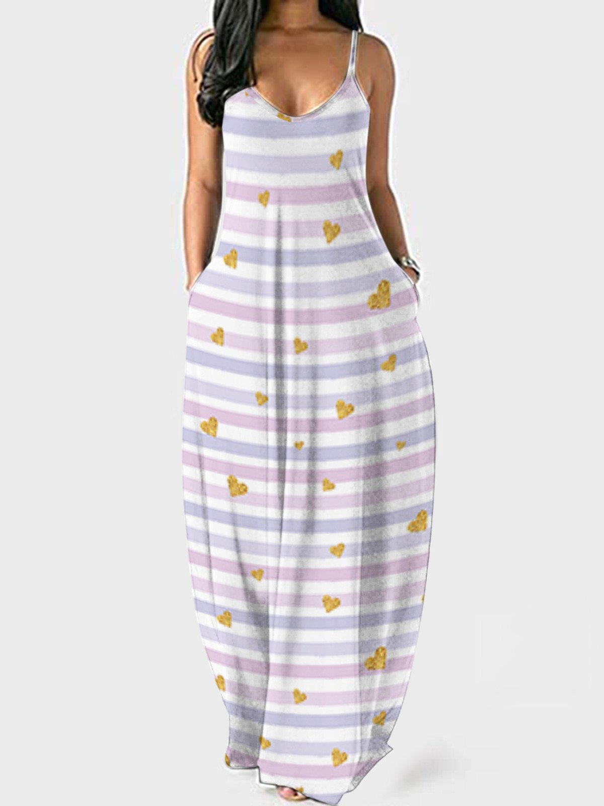 Printed Sleeveless Suspender Dress - Maxi Dresses - INS | Online Fashion Free Shipping Clothing, Dresses, Tops, Shoes - 20-30 - 21/06/2021 - color-green