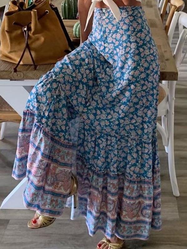 Printed Slit Long Skirt - Skirts - INS | Online Fashion Free Shipping Clothing, Dresses, Tops, Shoes - 17/06/2021 - 30-40 - Bottoms
