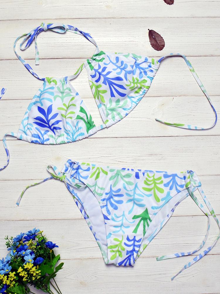 Printed Triangle Strappy Two Piece Bikini - Bikini - INS | Online Fashion Free Shipping Clothing, Dresses, Tops, Shoes - 06/04/2021 - Beach - Bikini