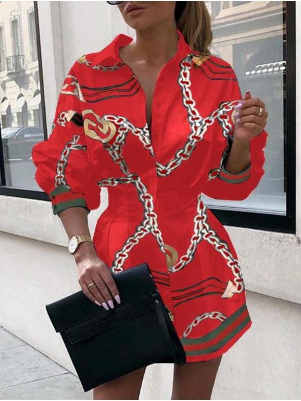 Printed Waist Lantern Sleeve Casual Blouses - Blouses - INS | Online Fashion Free Shipping Clothing, Dresses, Tops, Shoes - 15/06/2021 - BLO2106150101 - Category_Blouses