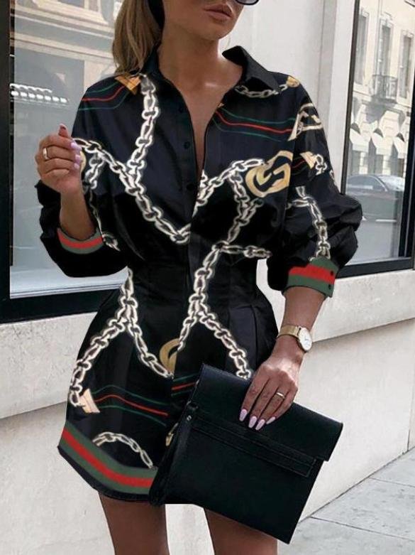 Printed Waist Lantern Sleeve Casual Blouses - Blouses - INS | Online Fashion Free Shipping Clothing, Dresses, Tops, Shoes - 15/06/2021 - BLO2106150101 - Category_Blouses