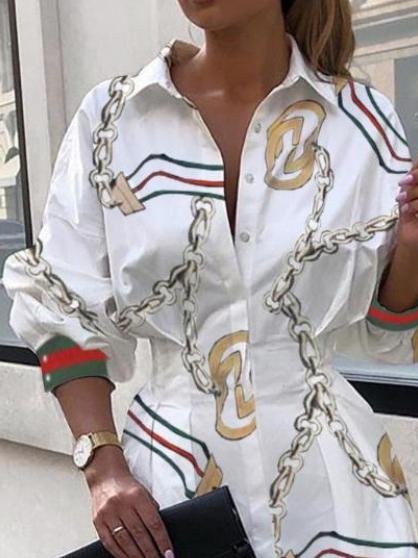 Printed Waist Lantern Sleeve Casual Blouses - Blouses - INS | Online Fashion Free Shipping Clothing, Dresses, Tops, Shoes - 15/06/2021 - BLO2106150101 - Category_Blouses