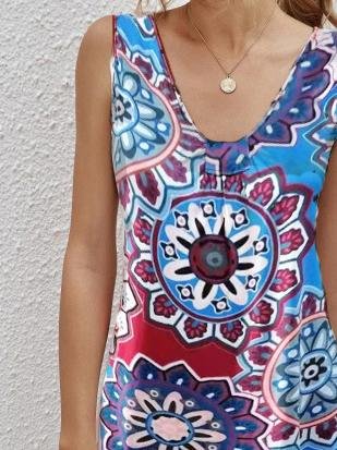 Retro Ethnic Sleeveless Print Short Skirt - Mini Dresses - INS | Online Fashion Free Shipping Clothing, Dresses, Tops, Shoes - 10-20 - 19/06/2021 - color-blue
