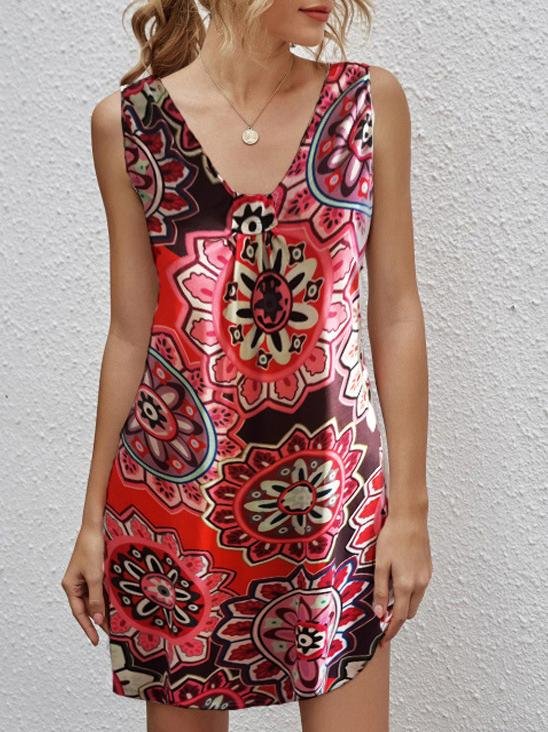 Retro Ethnic Sleeveless Print Short Skirt - Mini Dresses - INS | Online Fashion Free Shipping Clothing, Dresses, Tops, Shoes - 10-20 - 19/06/2021 - color-blue