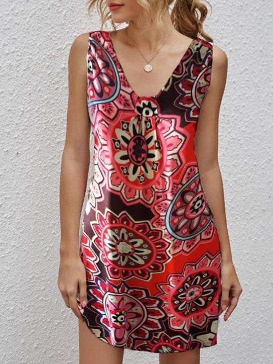 Retro Ethnic Sleeveless Print Short Skirt - Mini Dresses - INS | Online Fashion Free Shipping Clothing, Dresses, Tops, Shoes - 10-20 - 19/06/2021 - color-blue