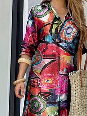 Retro Lapel Long Sleeve Dress - Maxi Dresses - INS | Online Fashion Free Shipping Clothing, Dresses, Tops, Shoes - 22/06/2021 - 30-40 - color-blue