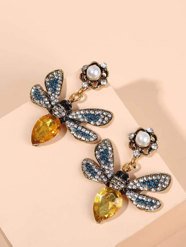 Rhinestone Butterfly Drop Earrings - INS | Online Fashion Free Shipping Clothing, Dresses, Tops, Shoes