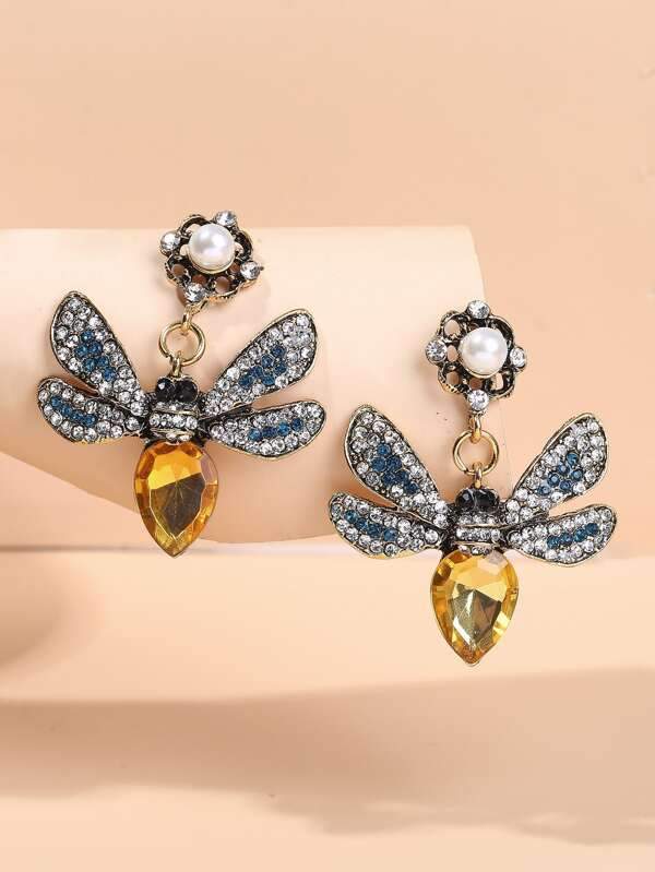 Rhinestone Butterfly Drop Earrings - INS | Online Fashion Free Shipping Clothing, Dresses, Tops, Shoes