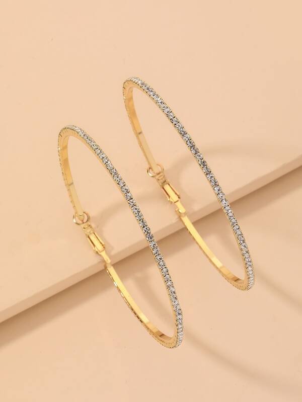 Rhinestone Decor Hoop Earrings - INS | Online Fashion Free Shipping Clothing, Dresses, Tops, Shoes