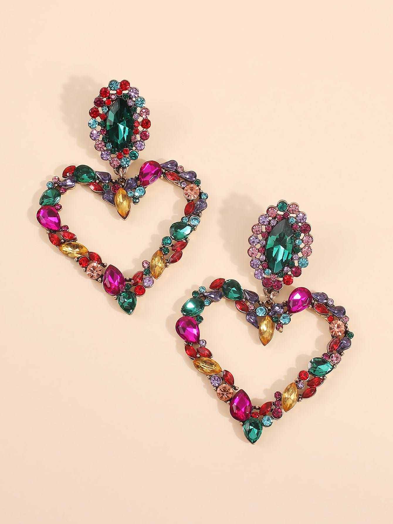 Rhinestone Heart Drop Earrings - INS | Online Fashion Free Shipping Clothing, Dresses, Tops, Shoes