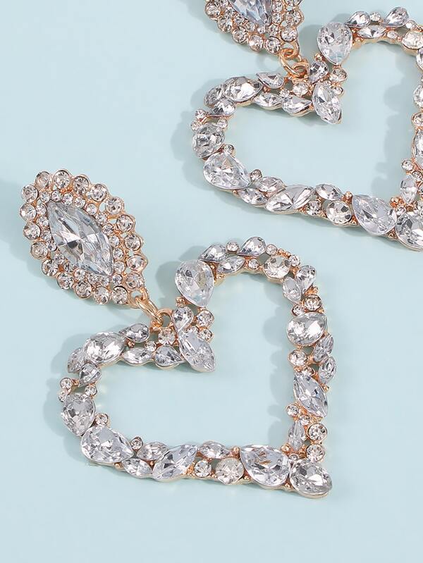 Rhinestone Heart Drop Earrings - INS | Online Fashion Free Shipping Clothing, Dresses, Tops, Shoes