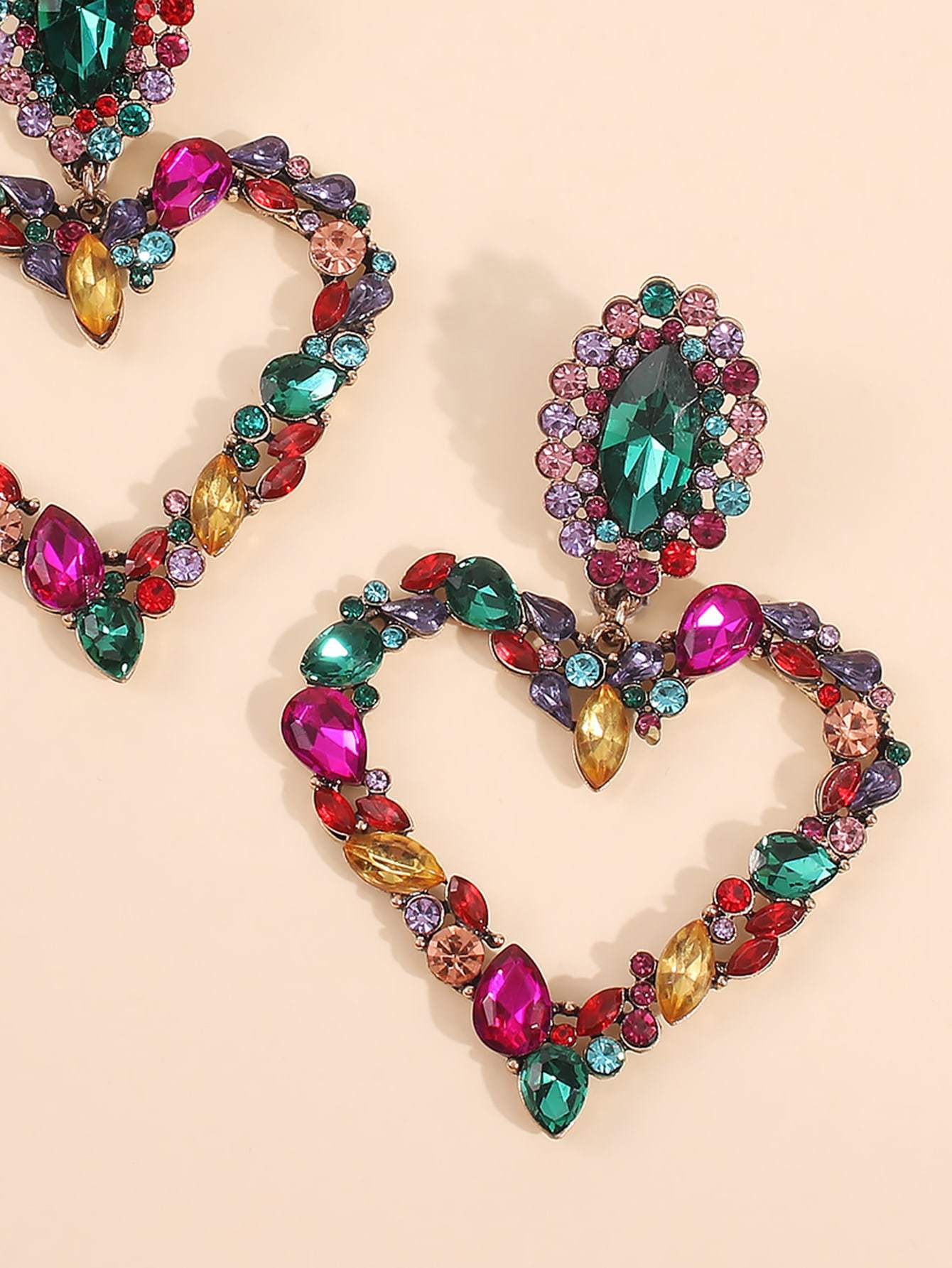 Rhinestone Heart Drop Earrings - INS | Online Fashion Free Shipping Clothing, Dresses, Tops, Shoes