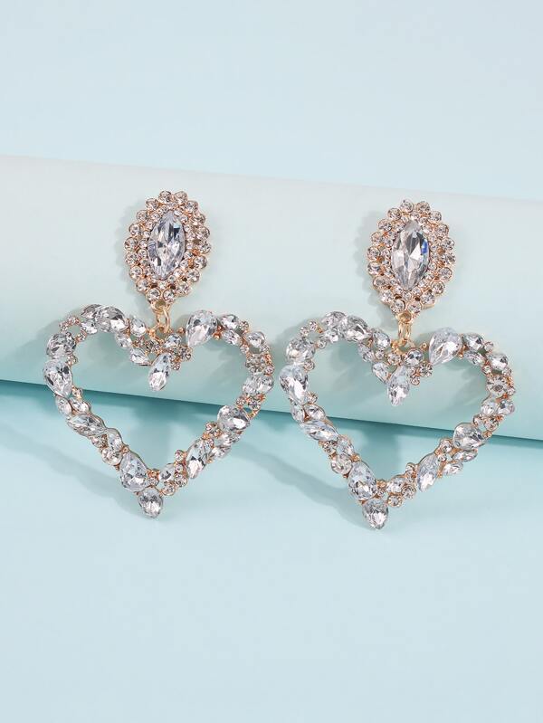 Rhinestone Heart Drop Earrings - INS | Online Fashion Free Shipping Clothing, Dresses, Tops, Shoes