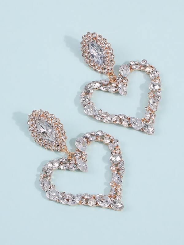 Rhinestone Heart Drop Earrings - INS | Online Fashion Free Shipping Clothing, Dresses, Tops, Shoes