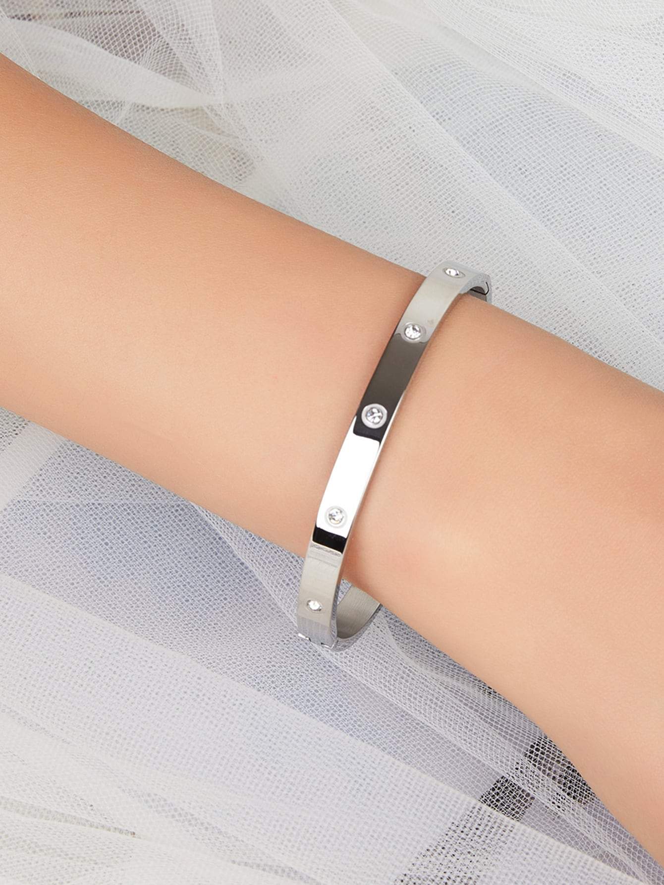Rhinestone Round Bangle - INS | Online Fashion Free Shipping Clothing, Dresses, Tops, Shoes