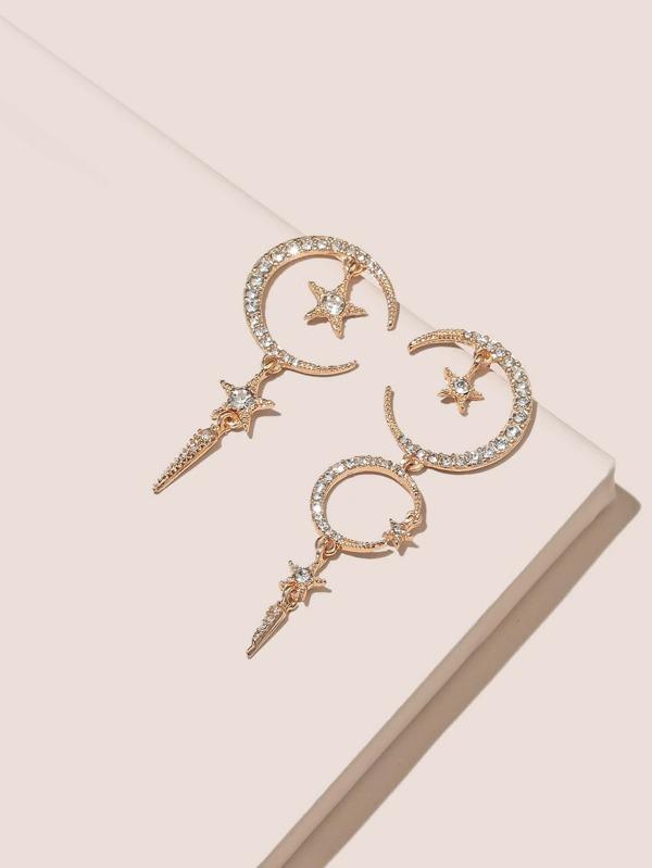 Rhinestone Star & Moon Decor Earrings - INS | Online Fashion Free Shipping Clothing, Dresses, Tops, Shoes