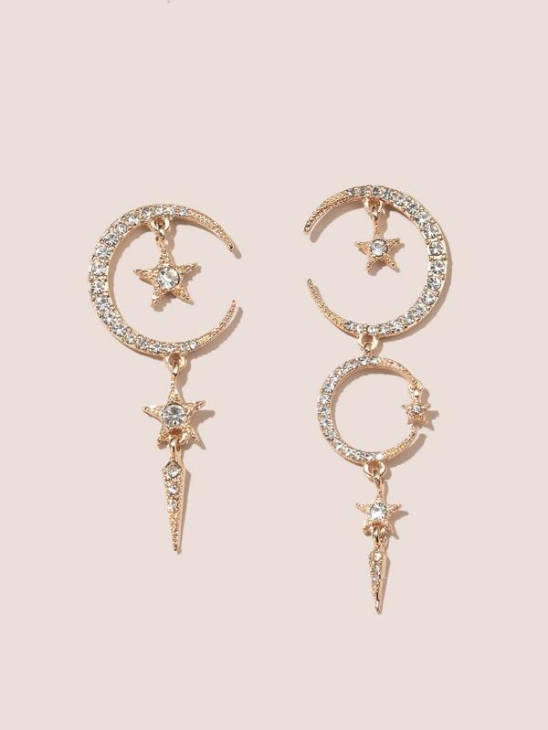 Rhinestone Star & Moon Decor Earrings - INS | Online Fashion Free Shipping Clothing, Dresses, Tops, Shoes