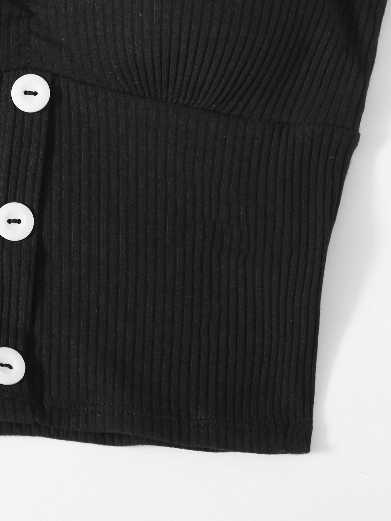 Rib Button Front Bralette - INS | Online Fashion Free Shipping Clothing, Dresses, Tops, Shoes