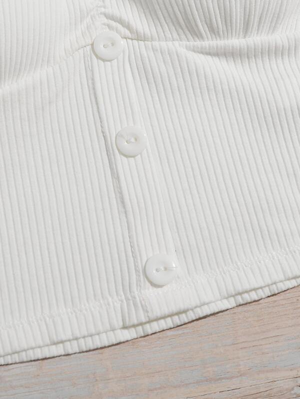 Rib Button Front Bralette - INS | Online Fashion Free Shipping Clothing, Dresses, Tops, Shoes