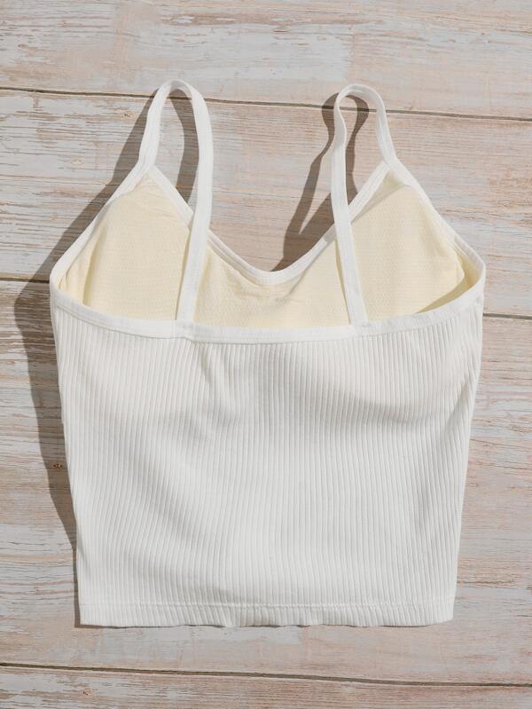 Rib Button Front Bralette - INS | Online Fashion Free Shipping Clothing, Dresses, Tops, Shoes