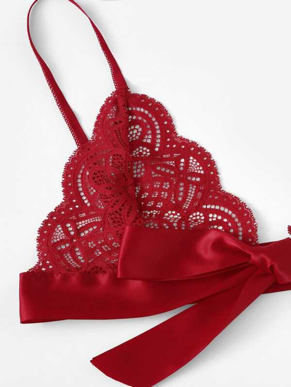 Scalloped Trim Tie Side Lingerie Set - INS | Online Fashion Free Shipping Clothing, Dresses, Tops, Shoes