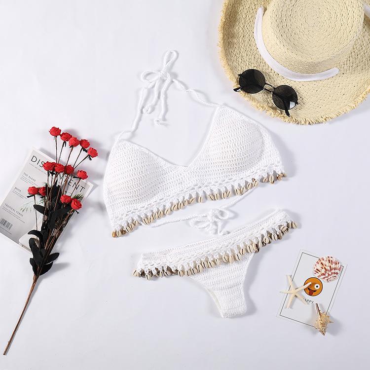 Sexy Shell Fringed Bikini - Bikinis - INS | Online Fashion Free Shipping Clothing, Dresses, Tops, Shoes - 18/03/2021 - Apricot - Beach