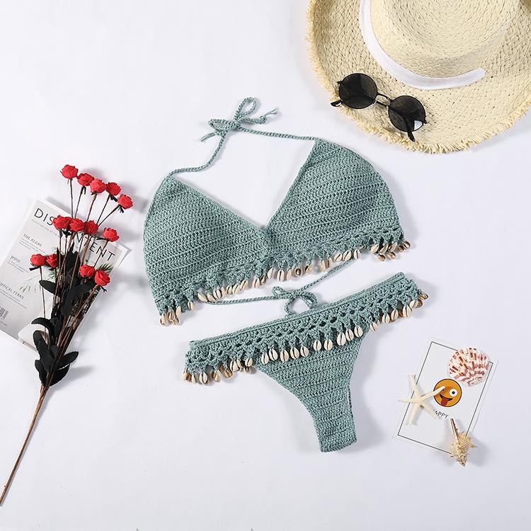 Sexy Shell Fringed Bikini - Bikinis - INS | Online Fashion Free Shipping Clothing, Dresses, Tops, Shoes - 18/03/2021 - Apricot - Beach