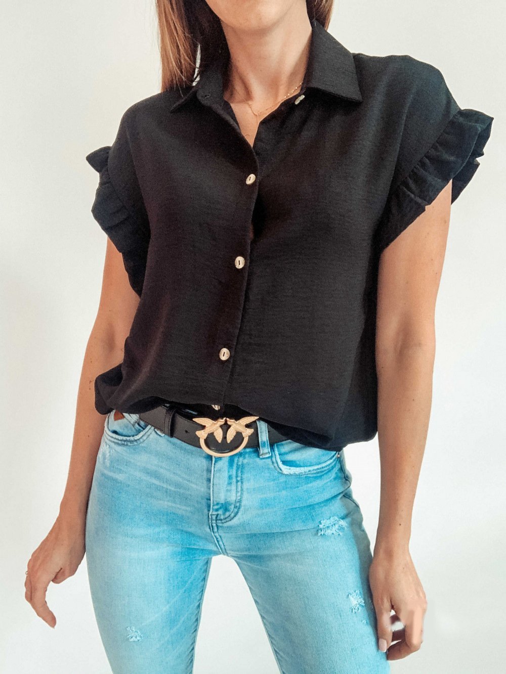 Short Sleeve Ruffled Single-Breasted Blouses - Blouses - INS | Online Fashion Free Shipping Clothing, Dresses, Tops, Shoes - 14/07/2021 - 20-30 - BLO2107141190