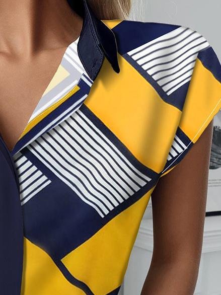 Short-sleeved Irregular Striped Blouses - Blouses - INS | Online Fashion Free Shipping Clothing, Dresses, Tops, Shoes - 17/06/2021 - 20-30 - Blouses