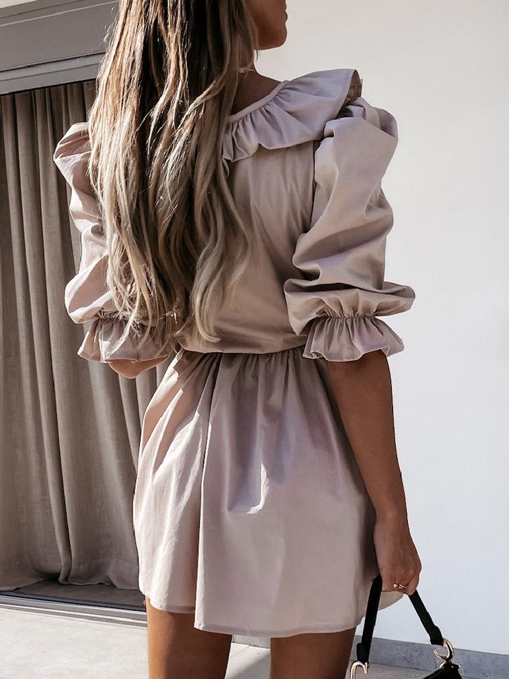 Short-sleeved V-neck Ruffled Lace-up Pleated Skirt - Mini Dresses - INS | Online Fashion Free Shipping Clothing, Dresses, Tops, Shoes - 13/07/2021 - 20-30 - color-black