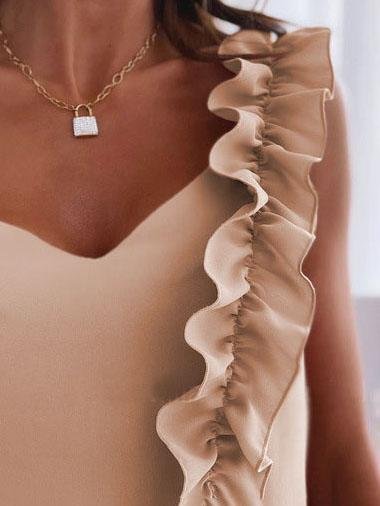 Sleeveless V-neck Halter Ruffle Tank Top - Tank Tops - INS | Online Fashion Free Shipping Clothing, Dresses, Tops, Shoes - 10-20 - 25/06/2021 - color-black