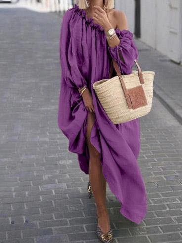Sloping Shoulder Off Shoulder Loose Dress - Maxi Dresses - INS | Online Fashion Free Shipping Clothing, Dresses, Tops, Shoes - 22/07/2021 - 30-40 - Category_Maxi Dresses