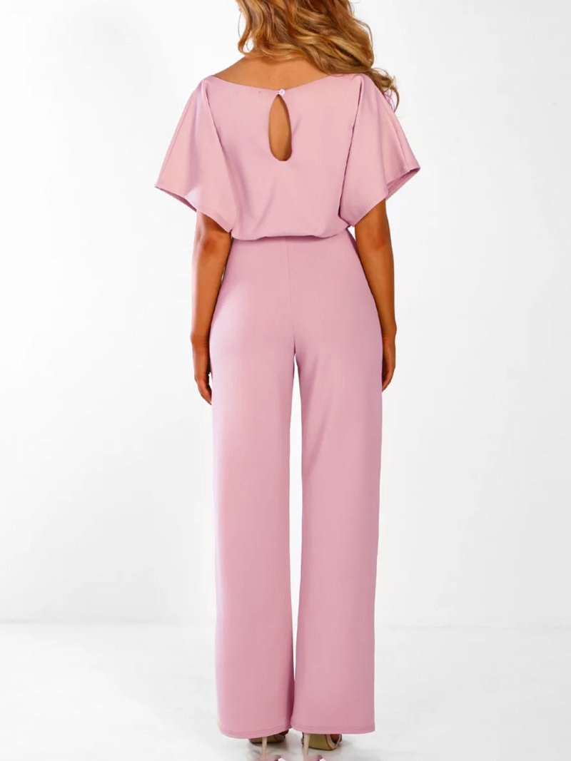 Solid Lace-up Short-sleeved Women's Jumpsuit - Jumpsuits & Rompers - INS | Online Fashion Free Shipping Clothing, Dresses, Tops, Shoes - 01/07/2021 - 20-30 - Bottoms