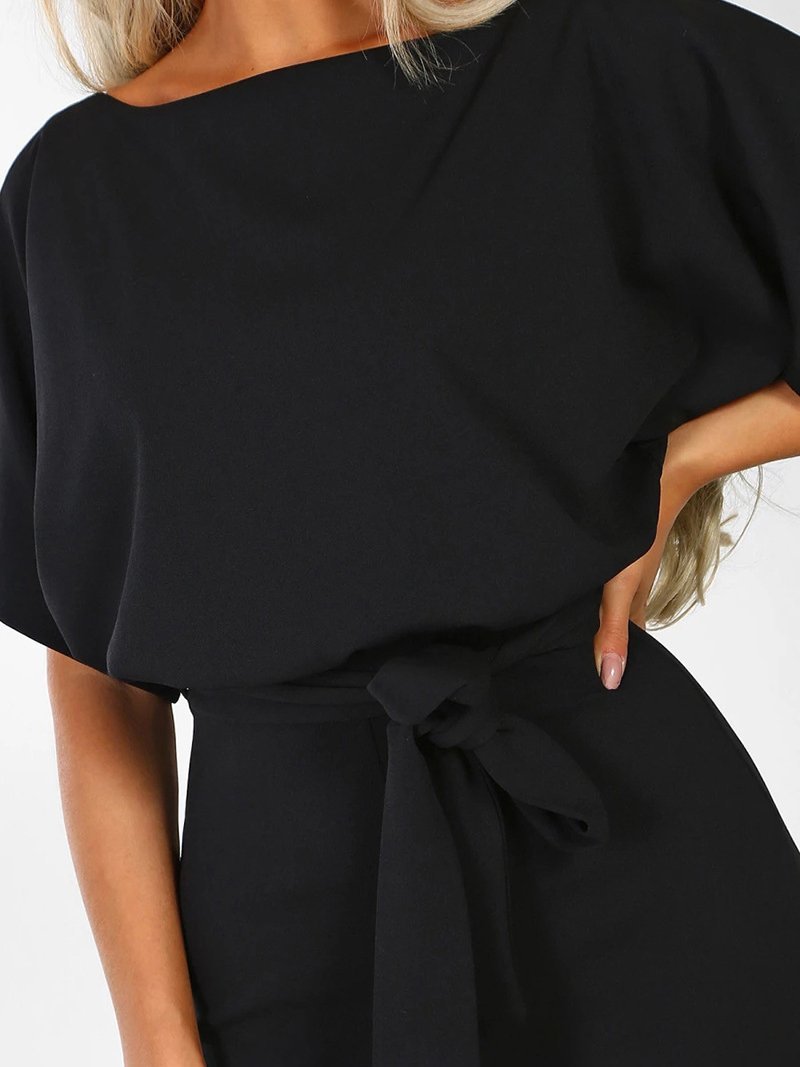 Solid Lace-up Short-sleeved Women's Jumpsuit - Jumpsuits & Rompers - INS | Online Fashion Free Shipping Clothing, Dresses, Tops, Shoes - 01/07/2021 - 20-30 - Bottoms