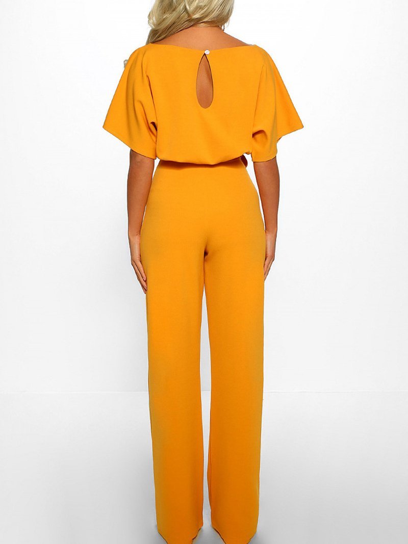 Solid Lace-up Short-sleeved Women's Jumpsuit - Jumpsuits & Rompers - INS | Online Fashion Free Shipping Clothing, Dresses, Tops, Shoes - 01/07/2021 - 20-30 - Bottoms