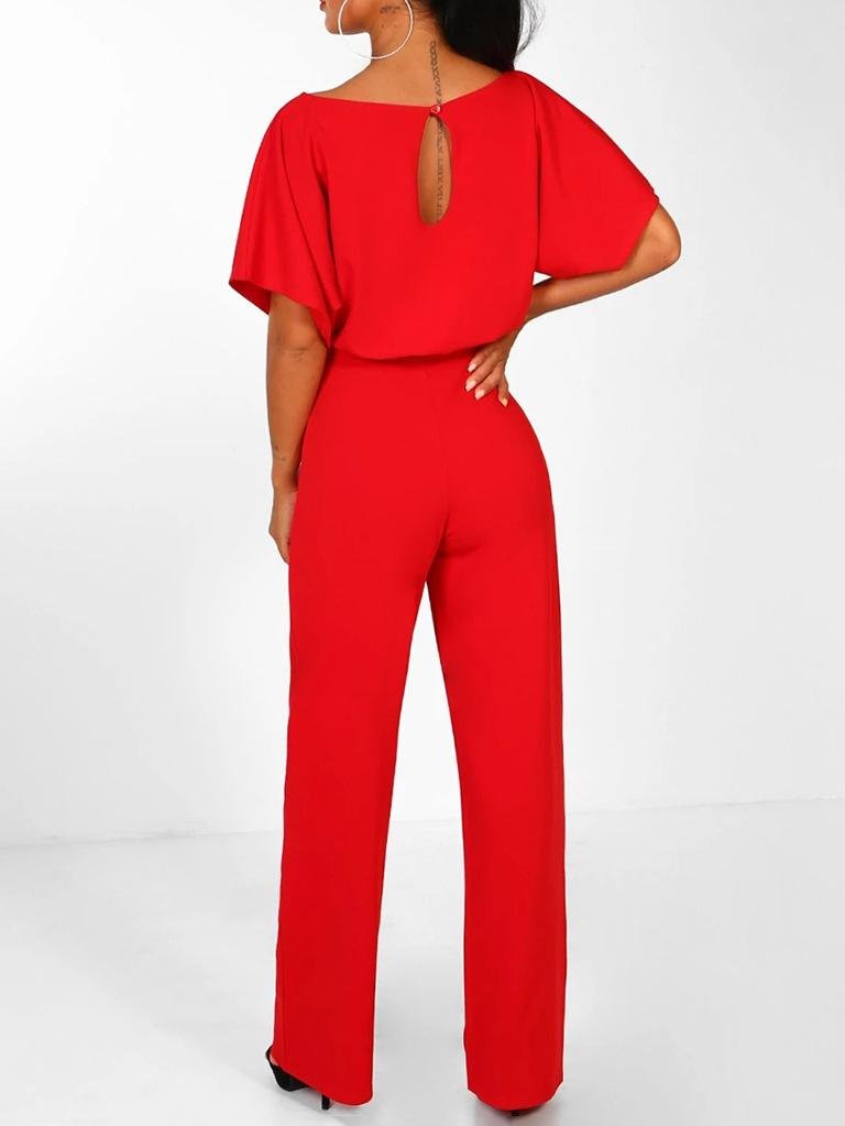Solid Lace-up Short-sleeved Women's Jumpsuit - Jumpsuits & Rompers - INS | Online Fashion Free Shipping Clothing, Dresses, Tops, Shoes - 01/07/2021 - 20-30 - Bottoms