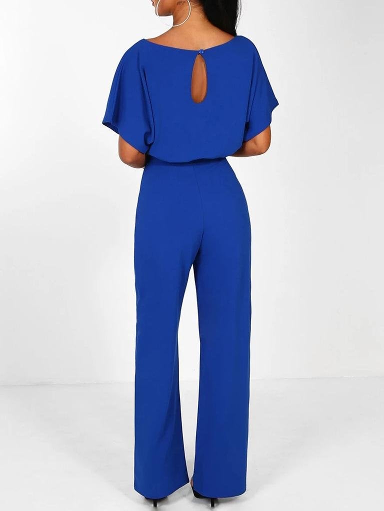 Solid Lace-up Short-sleeved Women's Jumpsuit - Jumpsuits & Rompers - INS | Online Fashion Free Shipping Clothing, Dresses, Tops, Shoes - 01/07/2021 - 20-30 - Bottoms