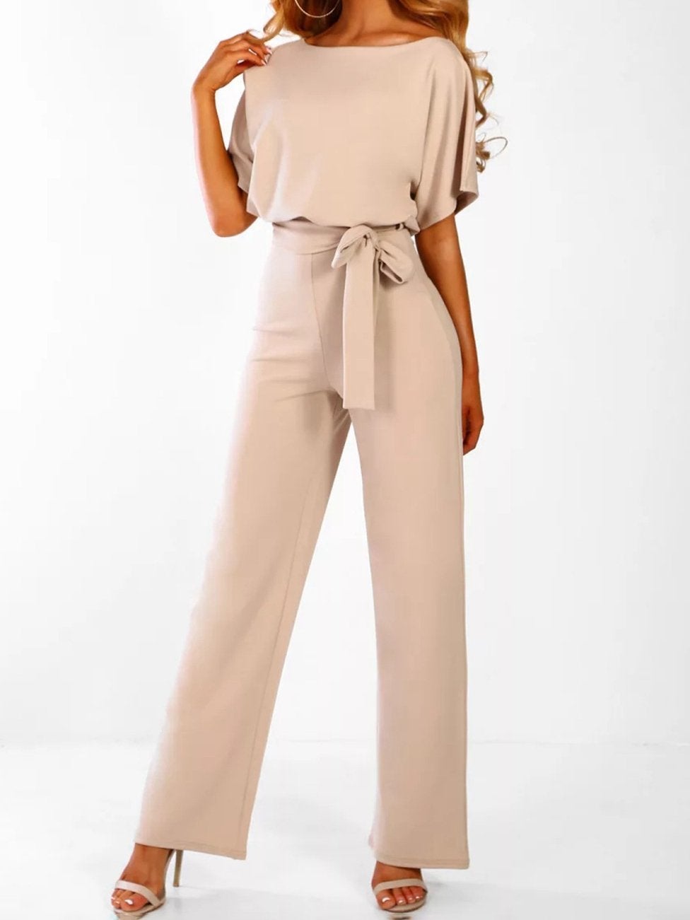 Solid Lace-up Short-sleeved Women's Jumpsuit - Jumpsuits & Rompers - INS | Online Fashion Free Shipping Clothing, Dresses, Tops, Shoes - 01/07/2021 - 20-30 - Bottoms