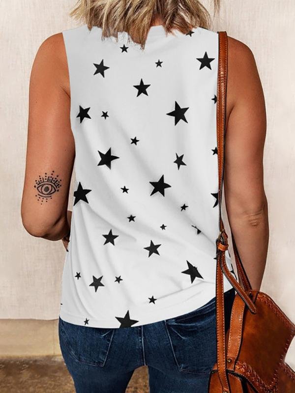 Star Print Sleeveless Pullover Racer Top - Tank Tops - INS | Online Fashion Free Shipping Clothing, Dresses, Tops, Shoes - 10/06/2021 - Color_Coffee - Color_Gray