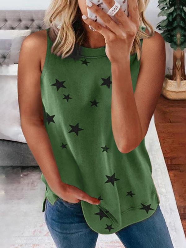 Star Print Sleeveless Pullover Racer Top - Tank Tops - INS | Online Fashion Free Shipping Clothing, Dresses, Tops, Shoes - 10/06/2021 - Color_Coffee - Color_Gray